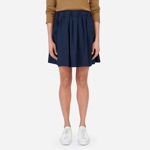 Everlane Cotton Poplin Pleated Skirt - Navy Size 0
